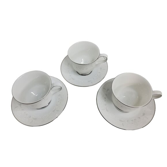 vintage set of 3 sango florence porcelain dinnerware tea cups & saucers - Picture 3 of 4